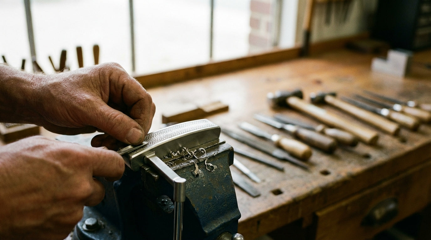 Craftsman engraving custom details on a premium putter head