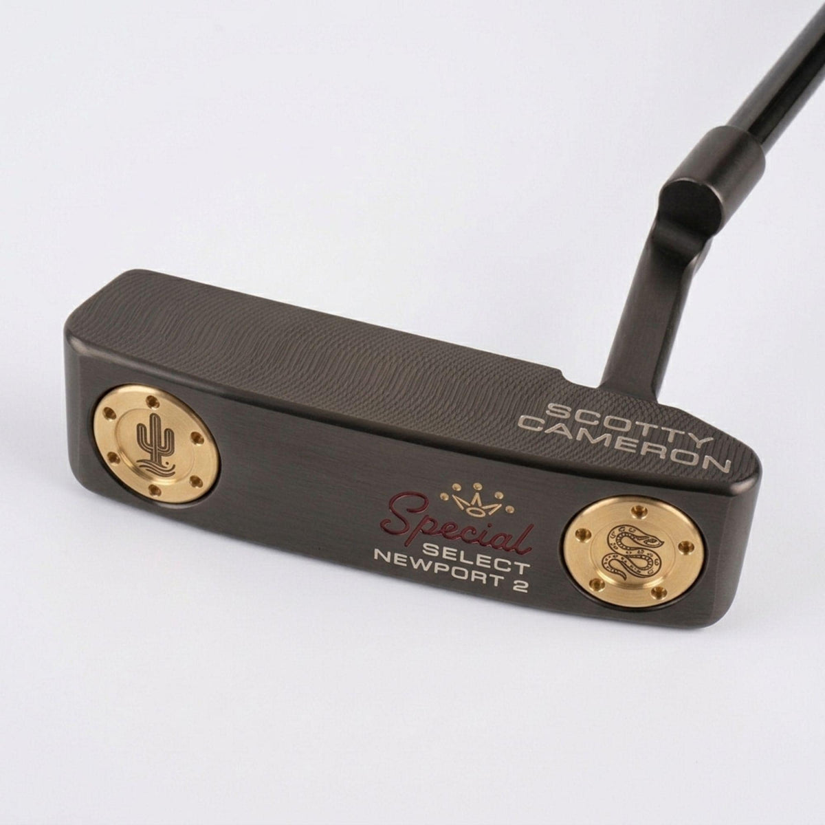 Bronze cactus and snake putter weights installed in a Scotty Cameron Special Select Newport 2