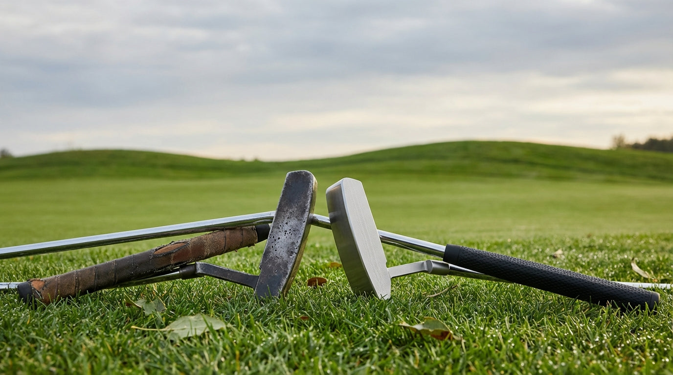 Old worn golf putter next to a new CNC milled putter — 5 Signs It's Time to Upgrade
